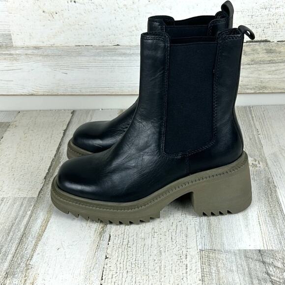 Vince Camuto Anikaa Women’s 5.5M Black Leather Combat Slip-On Ankle Boots NEW - Picture 7 of 10